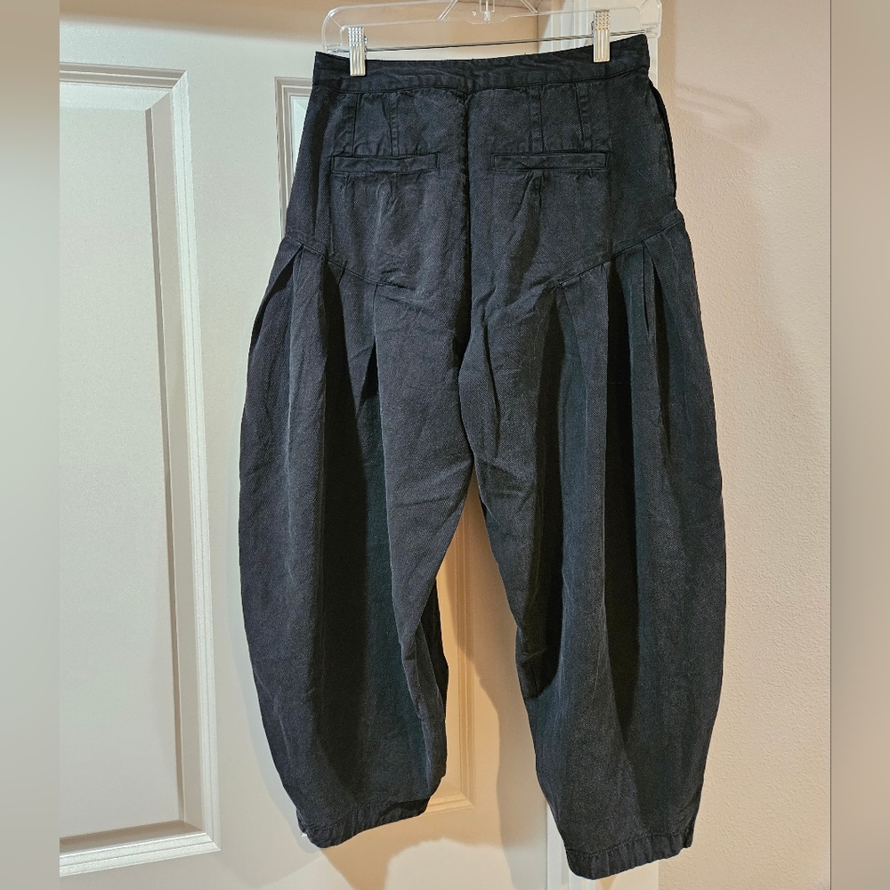 Sarina Pleated Barrel Trousers Cotton Lightweight Drapey Full Black Size 6 NWT - Picture 5 of 16